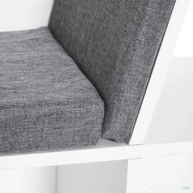 HOMCOM Bibliotecă 2 în 1 cu Perne Confortabile și 6 Compartimente, Mobilier Multifuncțional pentru Cărți și Jocuri, Raft cu 6 Cuburi pentru Sufragerie, Dormitor și Birou, 102x30x61 cm, Alb | Aosom Romania