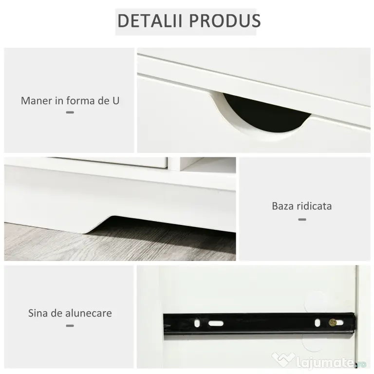 Banchetă Pantofar Compactă HOMCOM, Bancă Depozitare din Lemn pentru 4 Perechi Pantofi, Design Modern, Alb | Aosom Romania