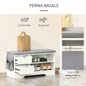 HOMCOM Suport de Pantofi Economie de Spatiu Bancuta Suport de Pantofi din Lemn Alb Mobila Suport de Pantofi