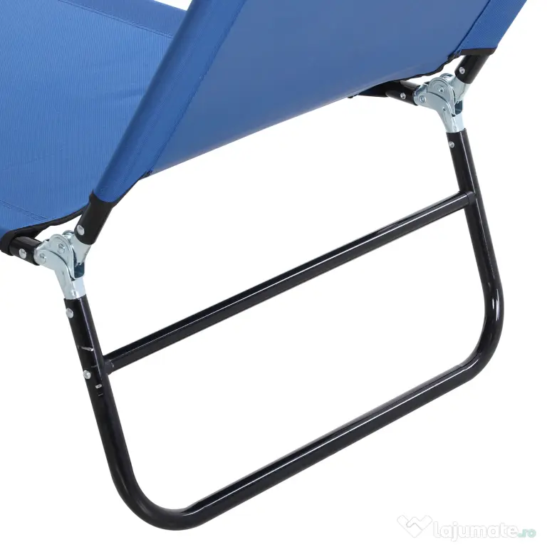 Outsunny Sezlong Pliabil de Gradina cu Spatar Ajustabil 5 Pozitii din Otel si Tesatura Oxford 188x56x28 cm Albastru | Aosom Romania