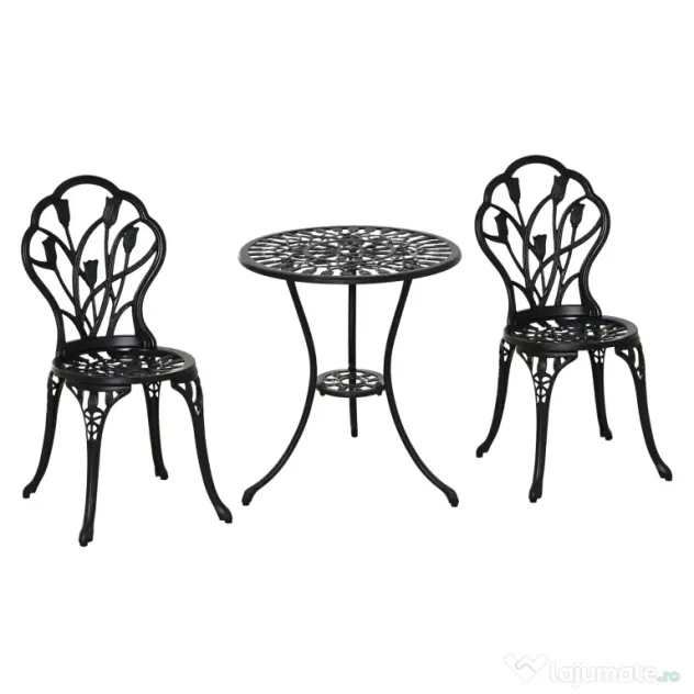 Outsunny Set de Gradina 3 Piese din Aluminiu, Set Exterior
