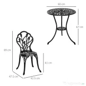 Outsunny Set de Gradina 3 Piese din Aluminiu, Set Exterior