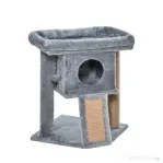 PawHut Arbor pentru Pisici cu Căsuță și Pat din Pluș, Zgâriător din Iută și Minge, Gri
