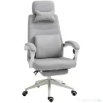 Vinsetto Scaun de Birou Ergonomic, Rotativ și Reglabil pe Înălțime, Tapițat, Gri