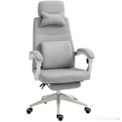 Vinsetto Scaun de Birou Ergonomic, Rotativ și Reglabil pe Înălțime, Tapițat, Gri 