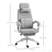 Vinsetto Scaun de Birou Ergonomic, Rotativ și Reglabil pe Înălțime, Tapițat, Gri 