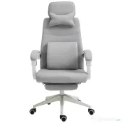 Vinsetto Scaun de Birou Ergonomic, Rotativ și Reglabil pe Înălțime, Tapițat, Gri 