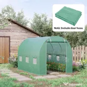 Outsunny Învelitoare pentru Seră cu 12 Ferestre, Ușă Rulabilă și Margini Îngropate, 3x2x2 m, Verde | Aosom Romania