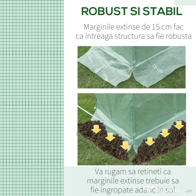 Outsunny Învelitoare pentru Seră cu 12 Ferestre, Ușă Rulabilă și Margini Îngropate, 3x2x2 m, Verde | Aosom Romania