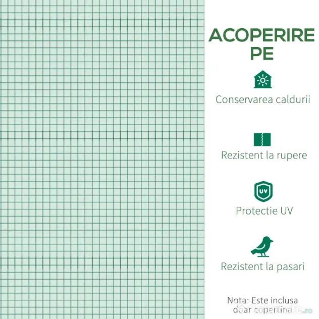 Outsunny Învelitoare pentru Seră cu 12 Ferestre, Ușă Rulabilă și Margini Îngropate, 3x2x2 m, Verde | Aosom Romania