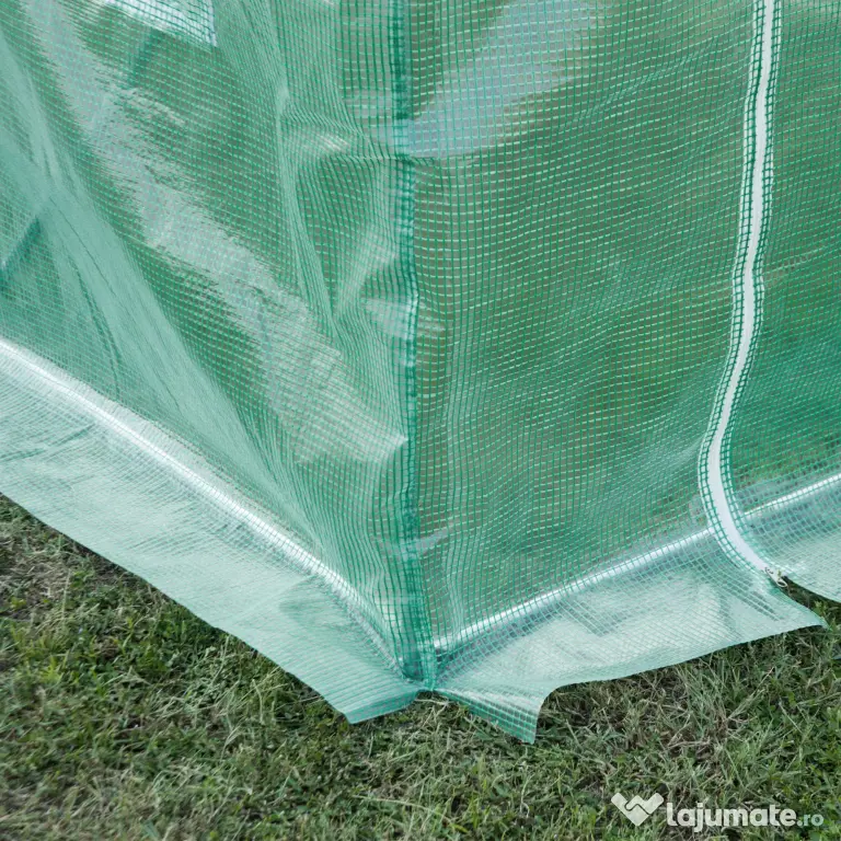 Outsunny Învelitoare pentru Seră cu 12 Ferestre, Ușă Rulabilă și Margini Îngropate, 3x2x2 m, Verde | Aosom Romania