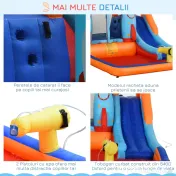 Outsunny Joc Gonflabil pentru Copii cu Tobogan, Trambulina si Pompa Electrica 