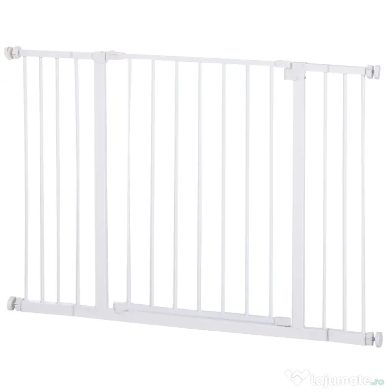 PawHut Ușă de Siguranță Extensibilă pentru Câini cu Montaj prin Presiune, 76x76 cm, Alb | Aosom Romania
