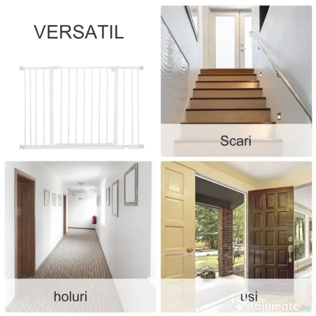 PawHut Ușă de Siguranță Extensibilă pentru Câini cu Montaj prin Presiune, 76x76 cm, Alb | Aosom Romania
