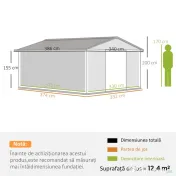 Outsunny Magazie Gradina Unelte din Otel Galvanizat Verde 3.4x3.86m Anti Rugina | Aosom Romania 
