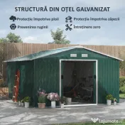 Outsunny Magazie Gradina Unelte din Otel Galvanizat Verde 3.4x3.86m Anti Rugina | Aosom Romania 