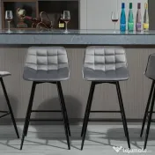 HOMCOM Set 2 Scaune Înalte în Stil Nordic cu Spătar și Suport pentru Picioare, 45x47x88 cm, Gri | Aosom Romania 