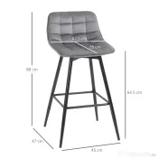 HOMCOM Set 2 Scaune Înalte în Stil Nordic cu Spătar și Suport pentru Picioare, 45x47x88 cm, Gri | Aosom Romania 
