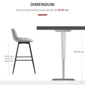 HOMCOM Set 2 Scaune Înalte în Stil Nordic cu Spătar și Suport pentru Picioare, 45x47x88 cm, Gri | Aosom Romania 