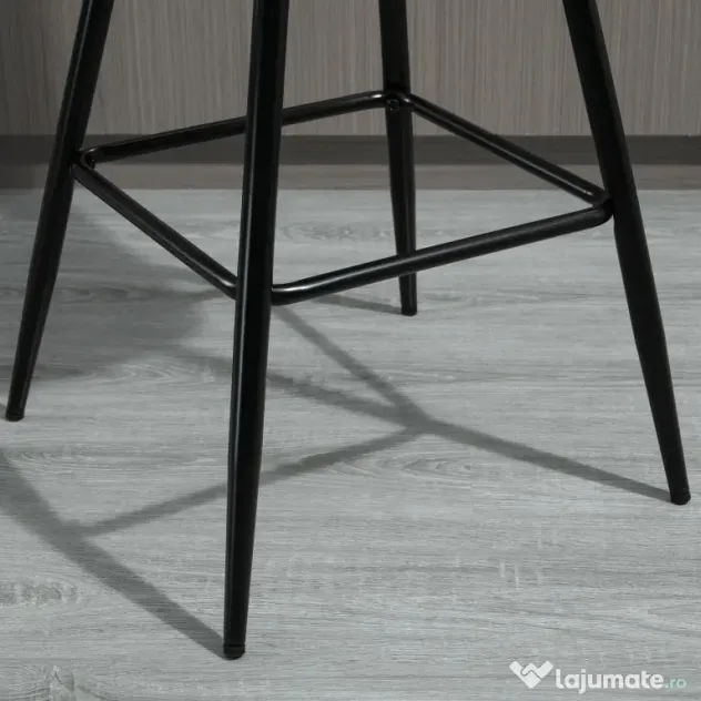 HOMCOM Set 2 Scaune Înalte în Stil Nordic cu Spătar și Suport pentru Picioare, 45x47x88 cm, Gri | Aosom Romania
