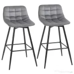 HOMCOM Set 2 Scaune Înalte în Stil Nordic cu Spătar și Suport pentru Picioare, 45x47x88 cm, Gri