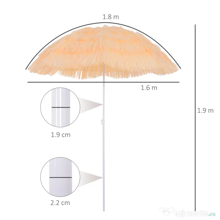 Umbrelă Outsunny Portabilă pentru Plajă/Grădină, Rezistentă la Apă, Ușor de Transportat, Ideală pentru Exterior | Aosom Romania