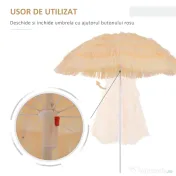 Umbrelă Outsunny Portabilă pentru Plajă/Grădină, Rezistentă la Apă, Ușor de Transportat, Ideală pentru Exterior | Aosom Romania 