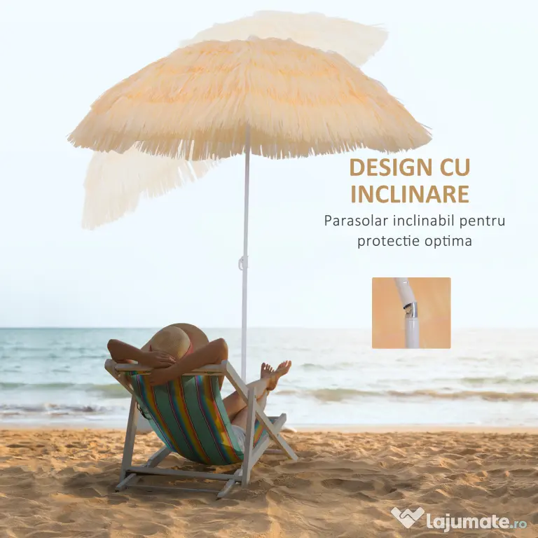 Umbrelă Outsunny Portabilă pentru Plajă/Grădină, Rezistentă la Apă, Ușor de Transportat, Ideală pentru Exterior | Aosom Romania