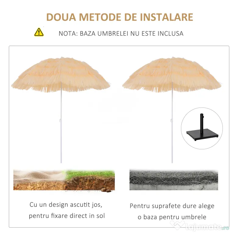 Umbrelă Outsunny Portabilă pentru Plajă/Grădină, Rezistentă la Apă, Ușor de Transportat, Ideală pentru Exterior | Aosom Romania