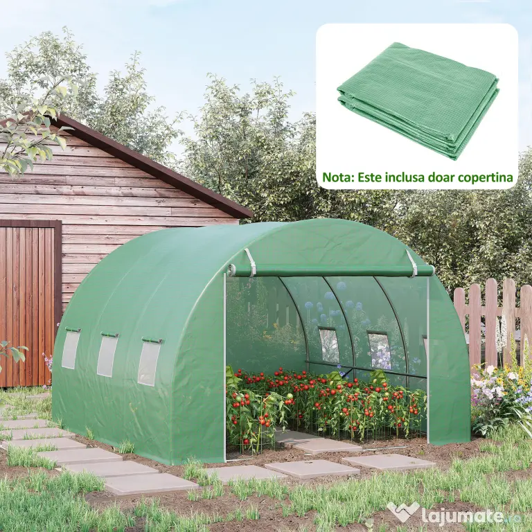 Outsunny Prelata Sera 6×3×2 m – Cu 12 Ferestre, Usa Rulanta si Margini | Aosom Romania