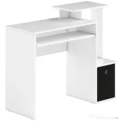 HOMCOM Birou modern pentru PC, birou pentru computer cu raft pentru tastatura, raft si spatiu de depozitare din material, 100x40x86.6cm, alb si negru 
