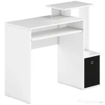 HOMCOM Birou modern pentru PC, birou pentru computer cu raft pentru tastatura, raft si spatiu de depozitare din material, 100x40x86.6cm, alb si negru