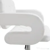 HOMCOM Scaun inalt de bar cu Spatar si Brate, Reglabil, Rotativ din Piele sintetica Alba, pentru Bucatarie sau Pub, 64x50x94-114cm | Aosom Romania
