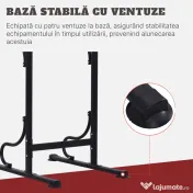 Bara tractiune, inaltime reglabila, manere captusite, din otel si PP, Negru-Rosu 98x84x171-219cm HOMCOM | Aosom Romania