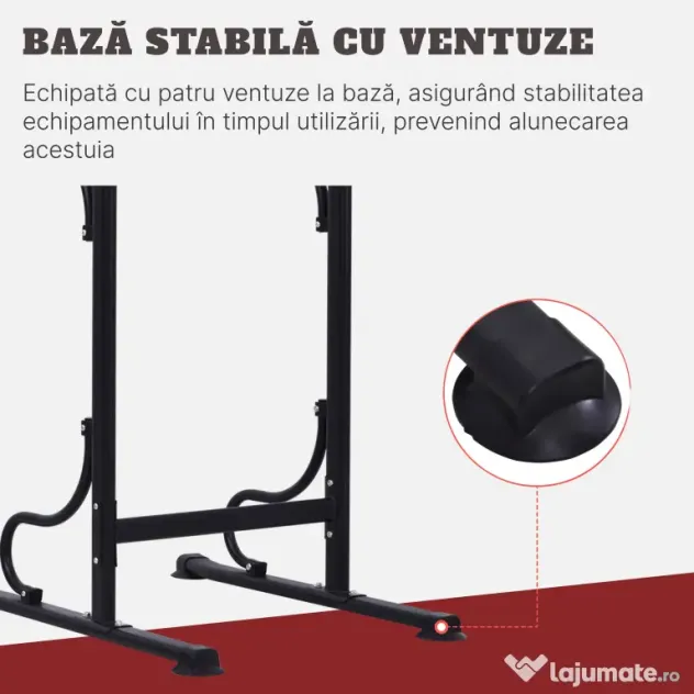 Bara tractiune, inaltime reglabila, manere captusite, din otel si PP, Negru-Rosu 98x84x171-219cm HOMCOM | Aosom Romania