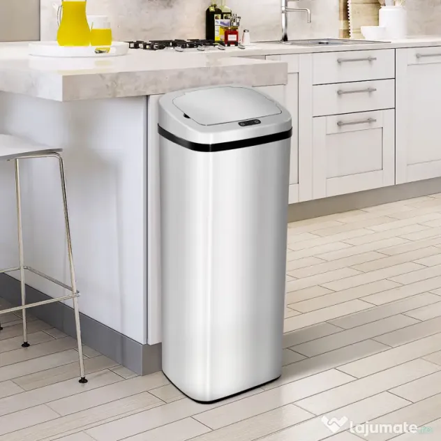 HOMCOM cos de gunoi cu senzor inox elegant 50L cu infrarosu | Aosom Romania