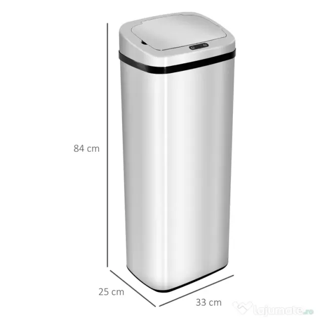 HOMCOM cos de gunoi cu senzor inox elegant 50L cu infrarosu | Aosom Romania