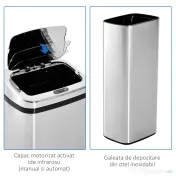 HOMCOM cos de gunoi cu senzor inox elegant 50L cu infrarosu | Aosom Romania 