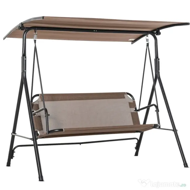 Balansoar de Gradina 3 Locuri Outsunny, Metal si Textilen, Maro 172x110x155cm | Aosom Romania