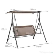 Balansoar de Gradina 3 Locuri Outsunny, Metal si Textilen, Maro 172x110x155cm | Aosom Romania 
