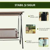 Balansoar de Gradina 3 Locuri Outsunny, Metal si Textilen, Maro 172x110x155cm | Aosom Romania 