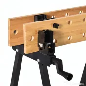 HOMCOM Banc de Lucru Pliabil cu 4 Menghine, Riglă și Unghiometru, Capacitate 150 kg, Negru și Lemn 