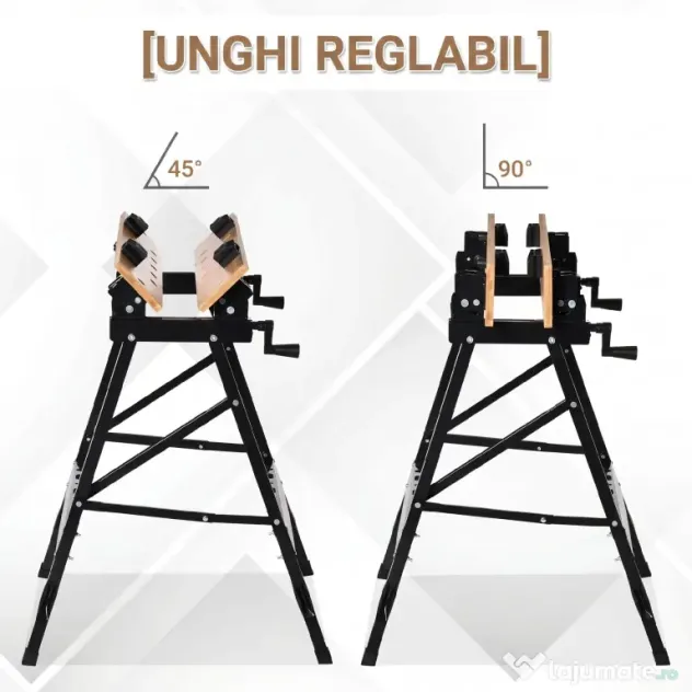 HOMCOM Banchet de Lucru Pliabil 4 Menghine, Riglă și Goniometru Capacitate 150 kg | Aosom Romania