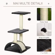 PawHut Copac pentru Pisici cu 3 Nivele cu Covor pentru Zgâriat în Formă de Arc, Copac de Zgâriat, 40x35x72 cm, Gri | Aosom Romania 