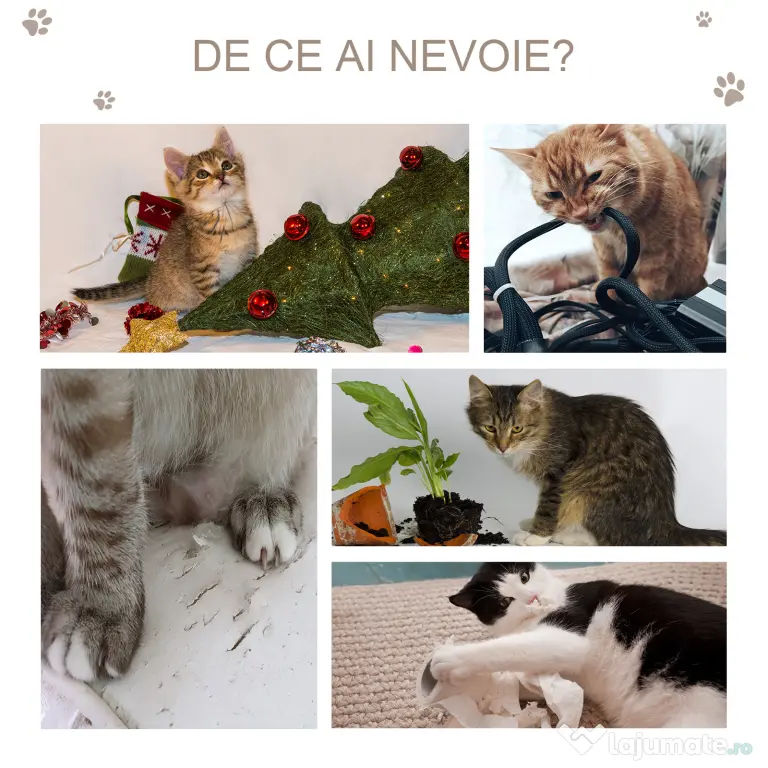 PawHut Copac pentru Pisici cu 3 Nivele cu Covor pentru Zgâriat în Formă de Arc, Copac de Zgâriat, 40x35x72 cm, Gri | Aosom Romania