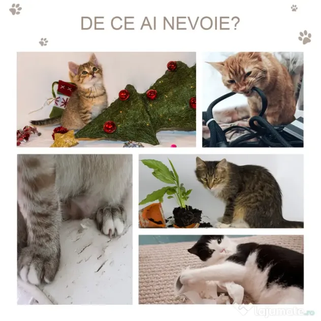PawHut Copac pentru Pisici cu 3 Nivele cu Covor pentru Zgâriat în Formă de Arc, Copac de Zgâriat, 40x35x72 cm, Gri | Aosom Romania