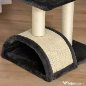 PawHut Copac pentru Pisici cu 3 Nivele cu Covor pentru Zgâriat în Formă de Arc, Copac de Zgâriat, 40x35x72 cm, Gri | Aosom Romania 