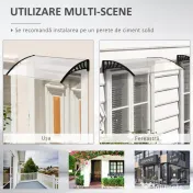 Outsunny Copertină Curbată pentru Exterior cu Panouri din Policarbonat și Sistem de Fixare Inclus | Aosom Romania