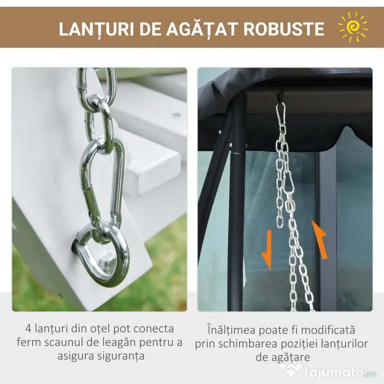 Outsunny Leagăn Suspendat pentru Exterior din Lemn de Brad cu Măsuță Rabatabilă și Suporturi pentru Pahare, Leagăn pentru Grădină sau Terasă cu 2-3 Locuri, Alb | Aosom Romania