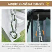 Outsunny Leagăn Suspendat pentru Exterior din Lemn de Brad cu Măsuță Rabatabilă și Suporturi pentru Pahare, Leagăn pentru Grădină sau Terasă cu 2-3 Locuri, Alb | Aosom Romania 